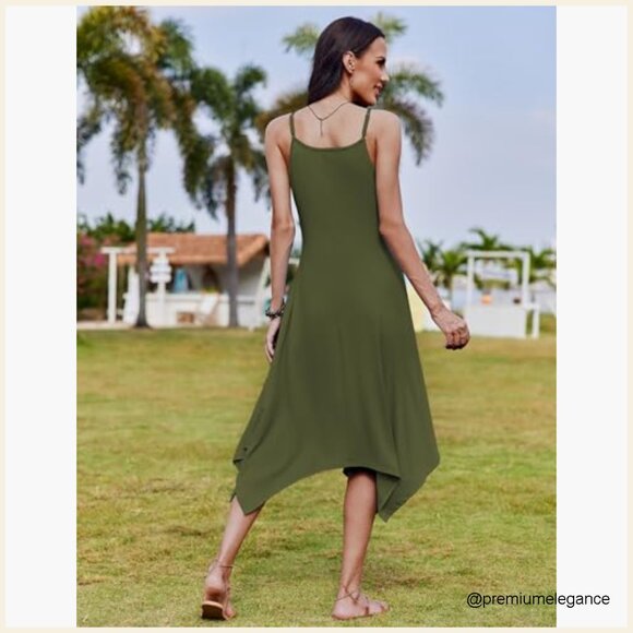 Maxi Sundress with Pockets, Spaghetti Strap, Bohemian Beach Cover Up - Picture 6 of 7